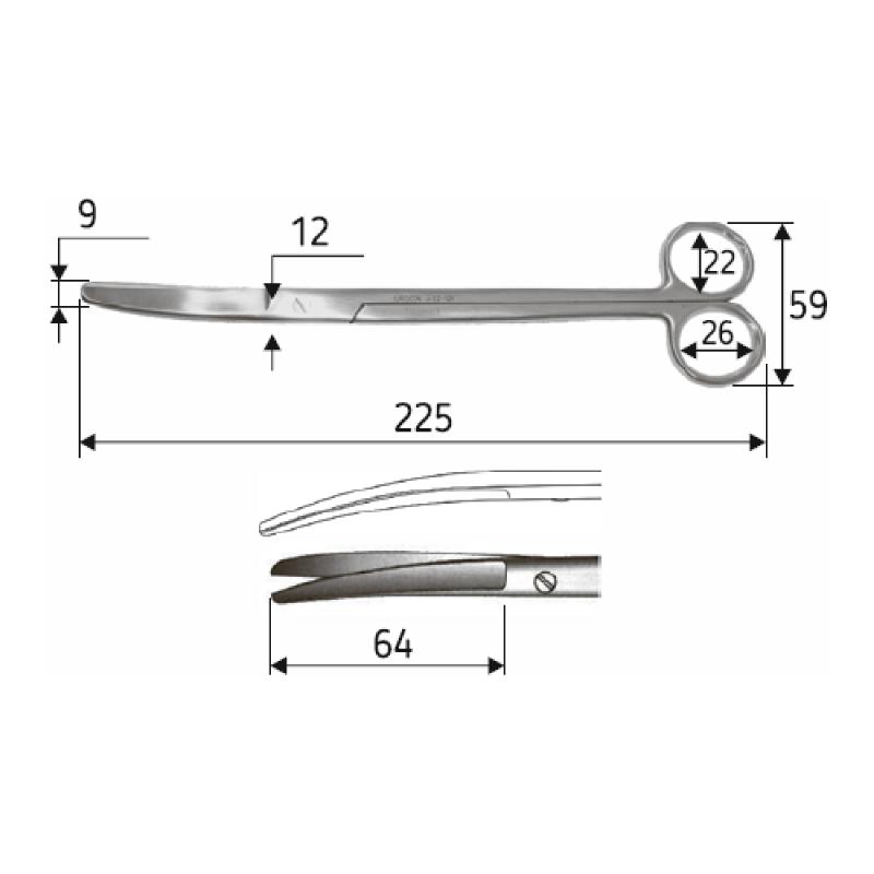 Ножиці J-22-124 Mertheim, 22,5 cм, тупий/тупий, загнуті